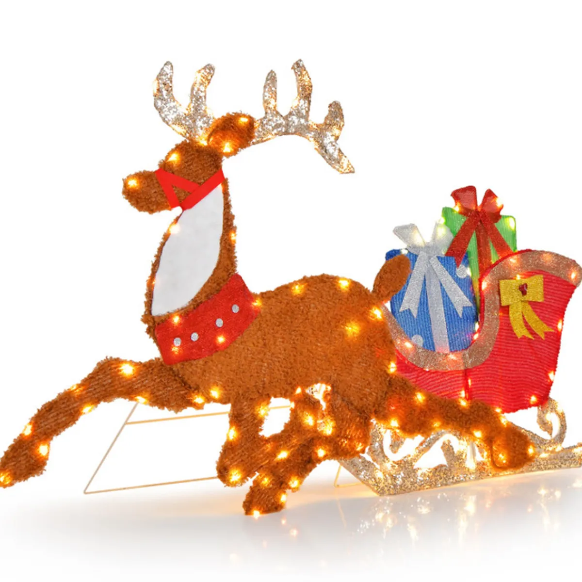 LinCon Marketing/LCM 2D Pre-Lit Christmas Reindeer and Sleigh Decoration
