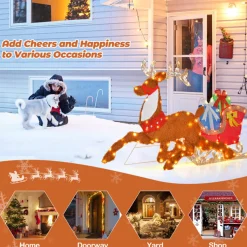 LinCon Marketing/LCM 2D Pre-Lit Christmas Reindeer and Sleigh Decoration