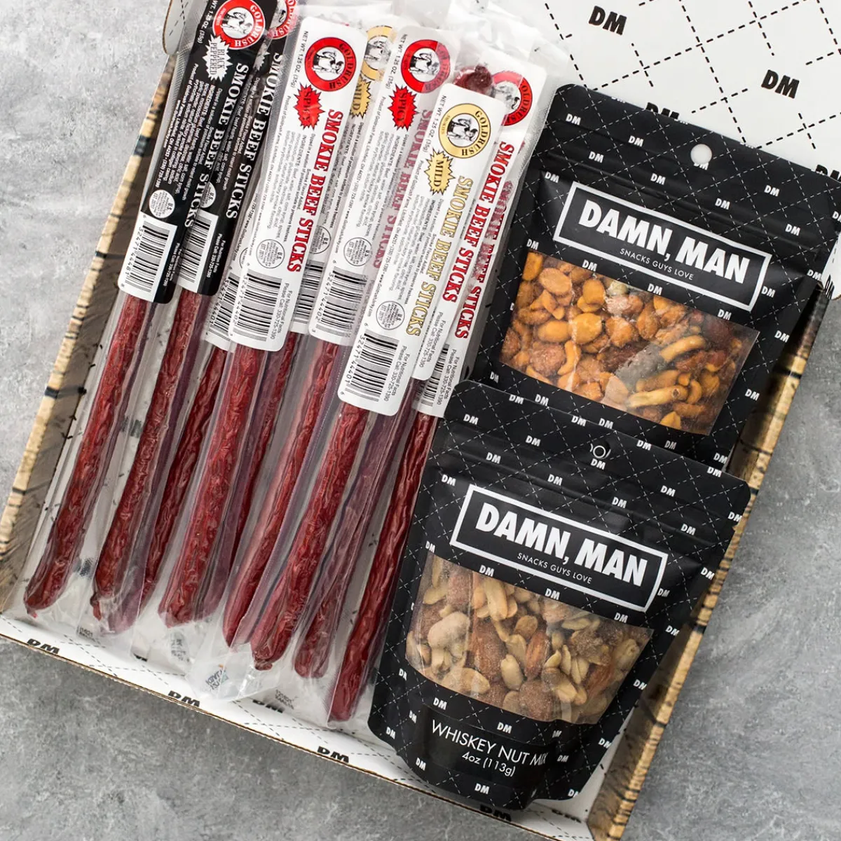 SeaBear Company Damn, Man Gourmet Beef Sticks and Nuts Box