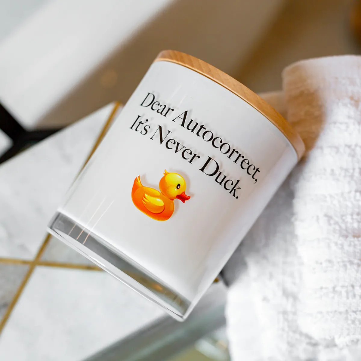Unplug Soy Candles LLC Dear Autocorrect Printed Soy Candle
