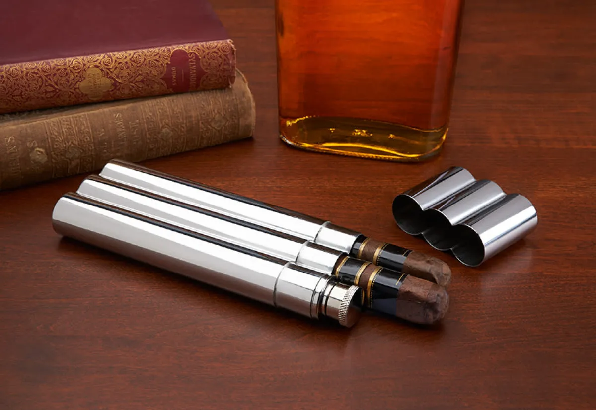 Bey-Berk International Inc Double Cigar Holder And Flask