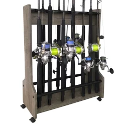 ReelSonar Inc Double Sided Rolling 16 Fishing Rod Rack