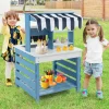 GoPlus (Costway) Double-Sided Wooden Play Kitchen and Grocery Stand