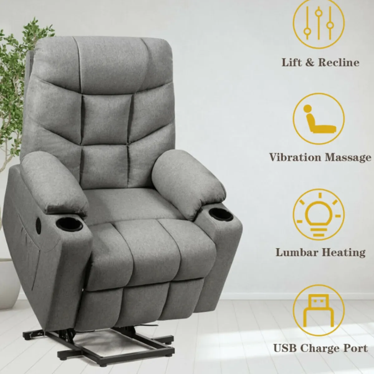 daylight24 Electric Power Lift Heated Massage Chair Recliner