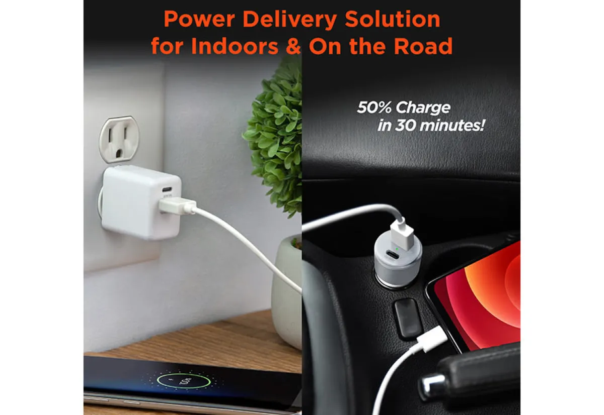 Sharper Image Fast Charge Dual Output Wall and Car Charger Set