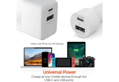 Sharper Image Fast Charge Dual Output Wall and Car Charger Set