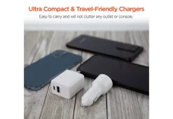Sharper Image Fast Charge Dual Output Wall and Car Charger Set