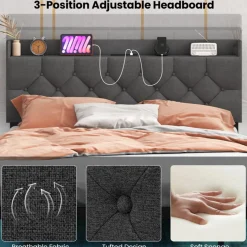 GoPlus (Costway) Floating LED Bed Frame with Charging Station