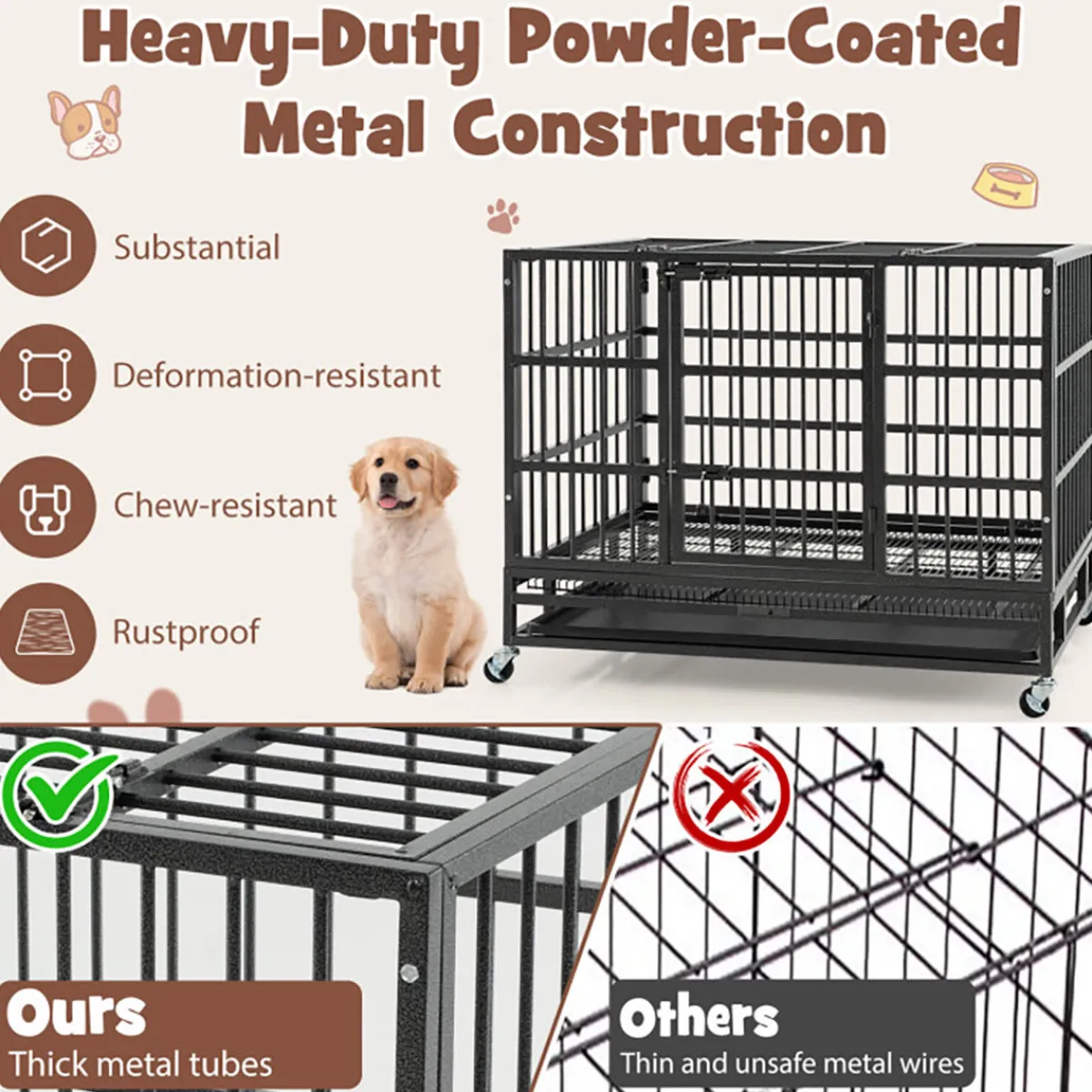 GoPlus (Costway) Foldable Heavy-Duty Metal Dog Cage