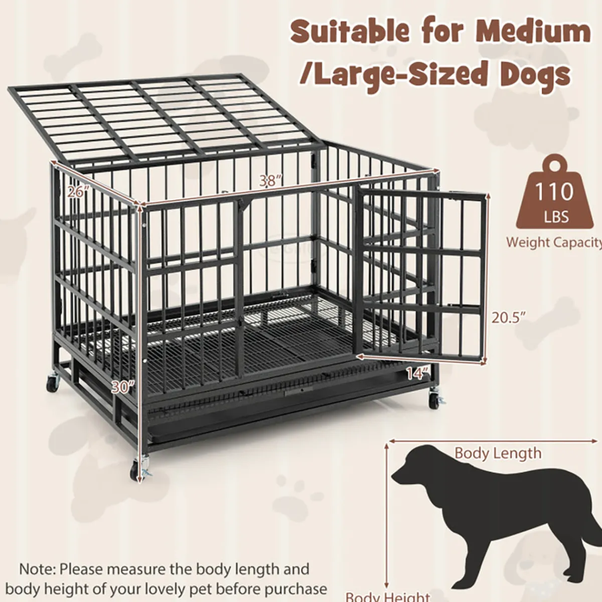 GoPlus (Costway) Foldable Heavy-Duty Metal Dog Cage