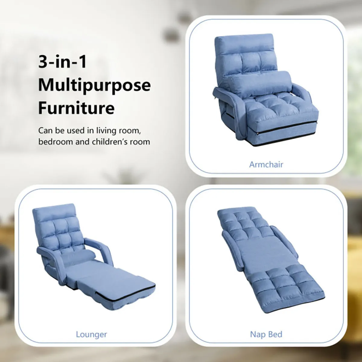 Sharper Image Folding Floor Chair Sofa Bed