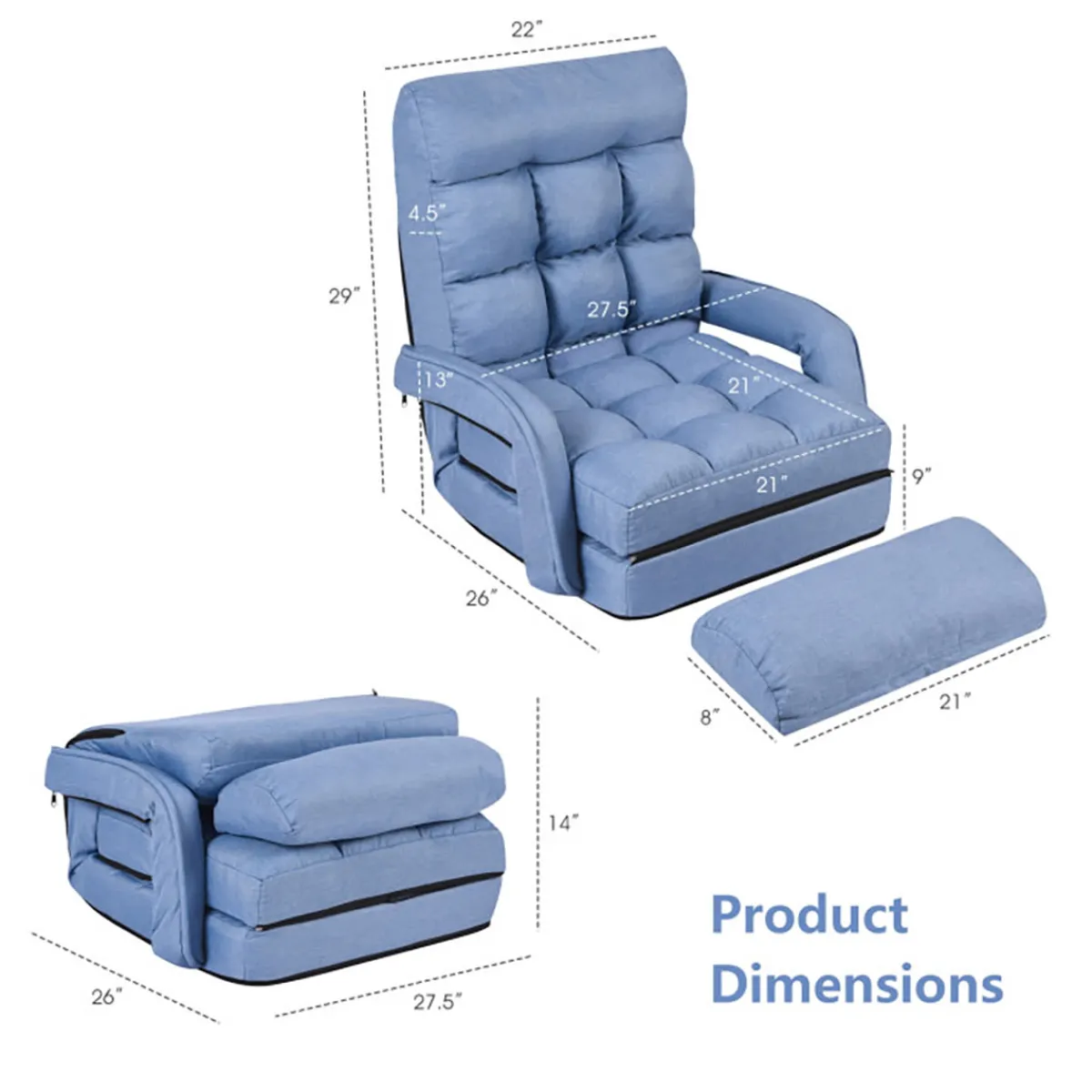 Sharper Image Folding Floor Chair Sofa Bed