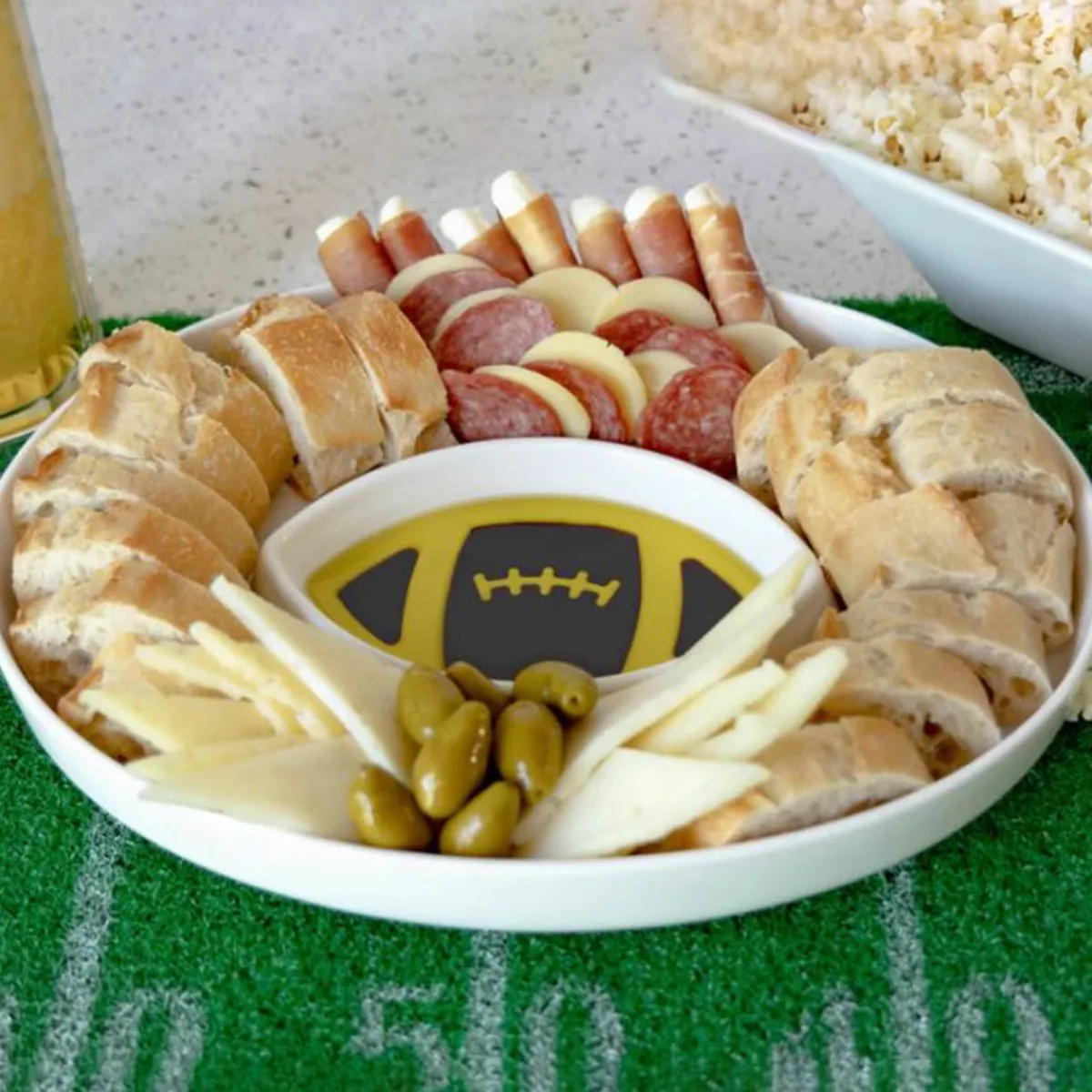 Tzumi Electronics LLC. Football Olive Oil and Vinegar Dipping Platter