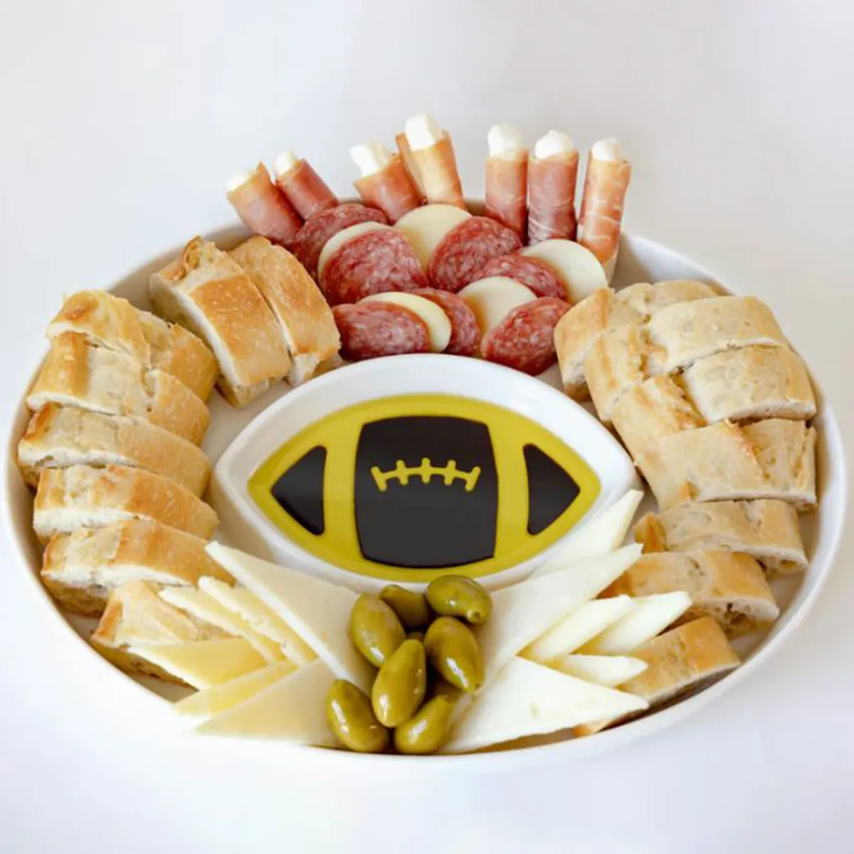 Tzumi Electronics LLC. Football Olive Oil and Vinegar Dipping Platter