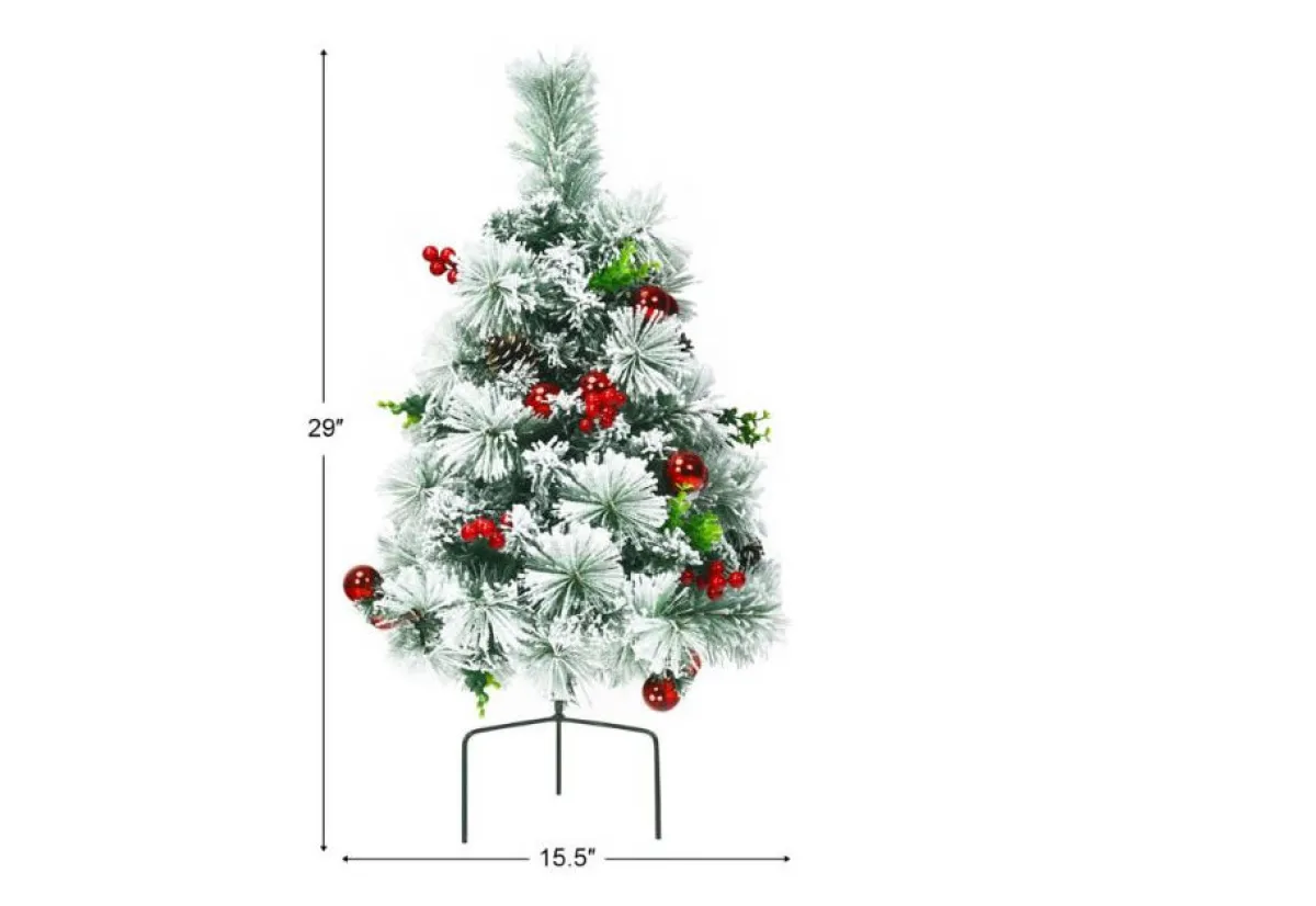 Odash Inc. 2-Ft. Cordless Pre-Lit Walkway Trees (Set of 2)