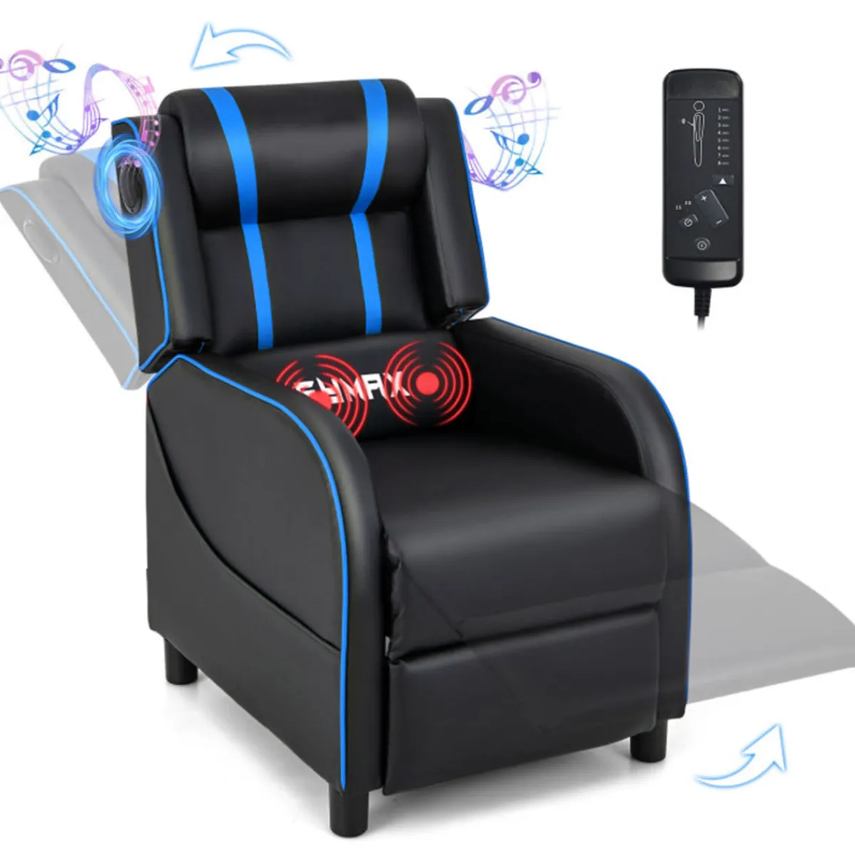 Sentry Industries, Inc. Gaming Massage Recliner Chair with tooth Speakers