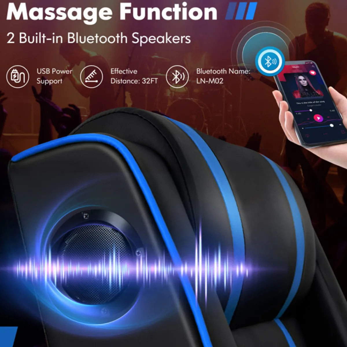 Sentry Industries, Inc. Gaming Massage Recliner Chair with tooth Speakers