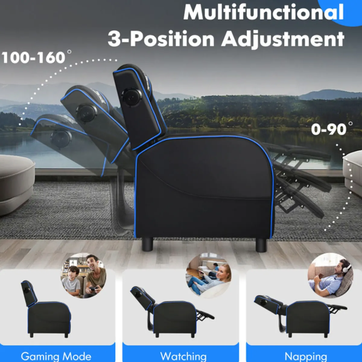 Sentry Industries, Inc. Gaming Massage Recliner Chair with tooth Speakers