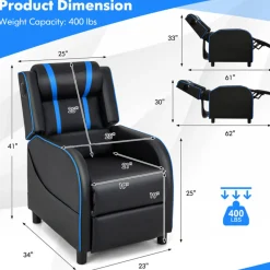 Sentry Industries, Inc. Gaming Massage Recliner Chair with tooth Speakers