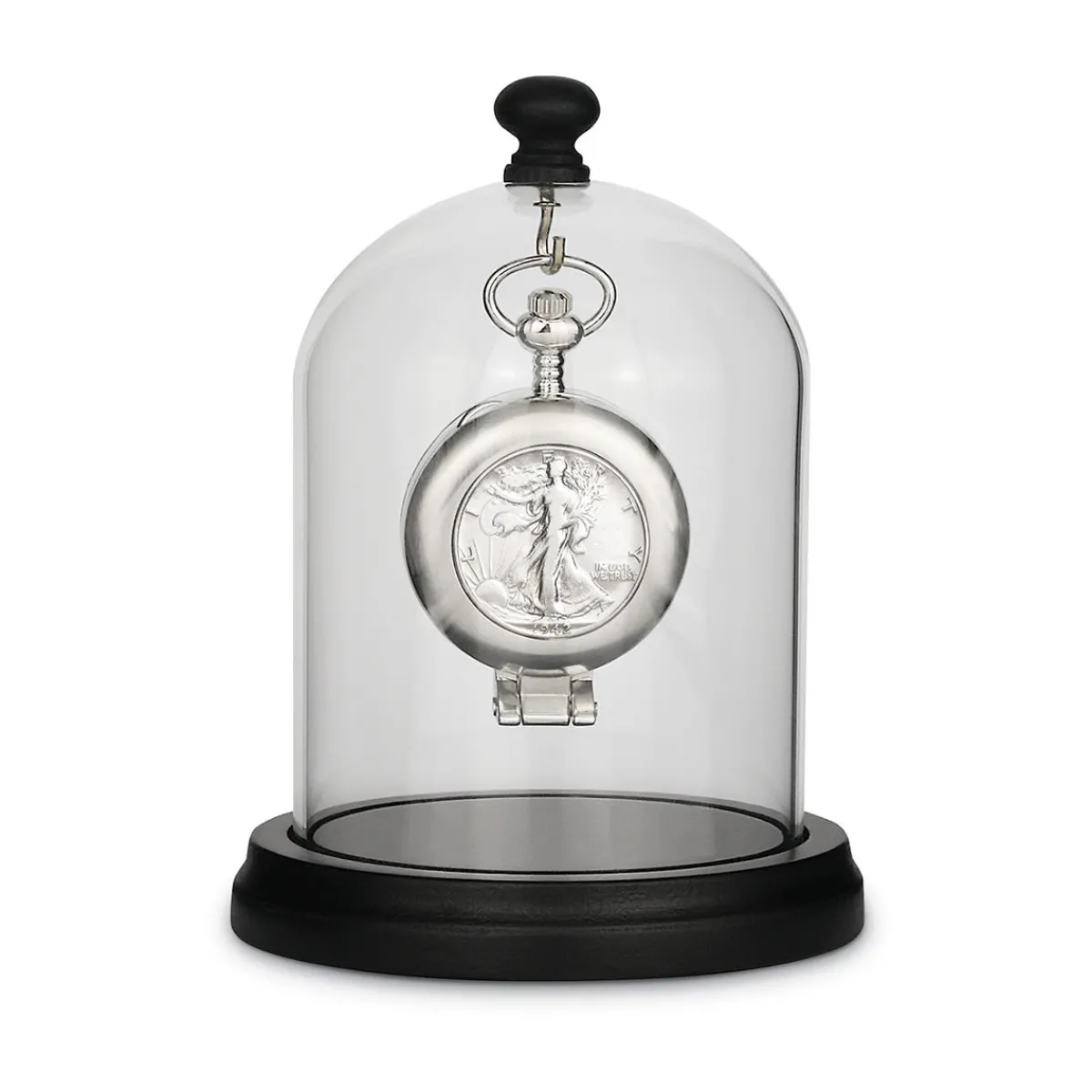 UPM Global LLC Glass Dome Silver Walking Liberty Half Dollar Pocket Watch