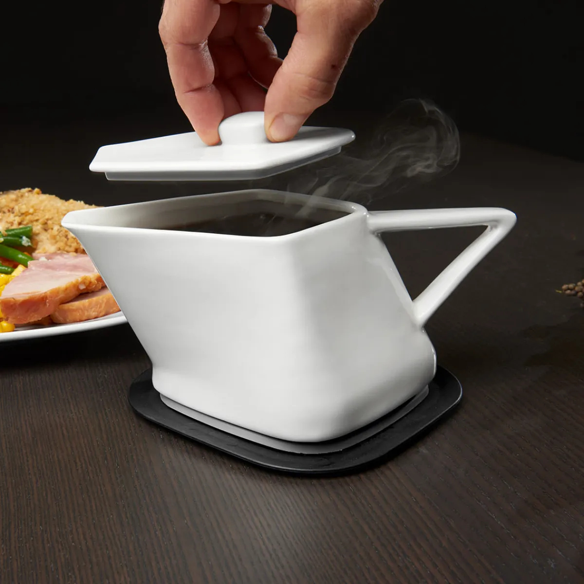 DAJ Distribution Inc. dba Onyx Distribution Gravy Boat with Warming Base