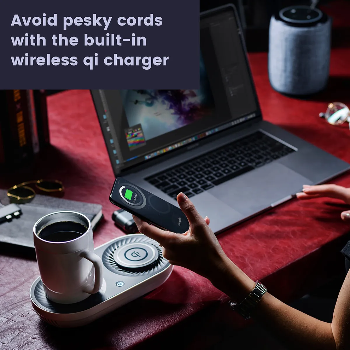 Sharper Image Heating/Cooling Beverage Base with Wireless Charging by