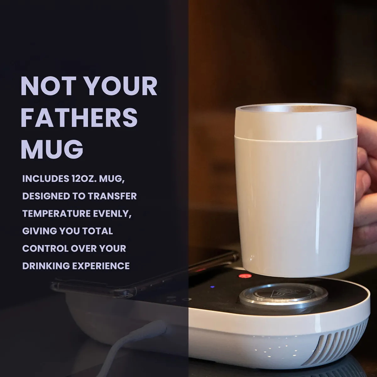 Sharper Image Heating/Cooling Beverage Base with Wireless Charging by