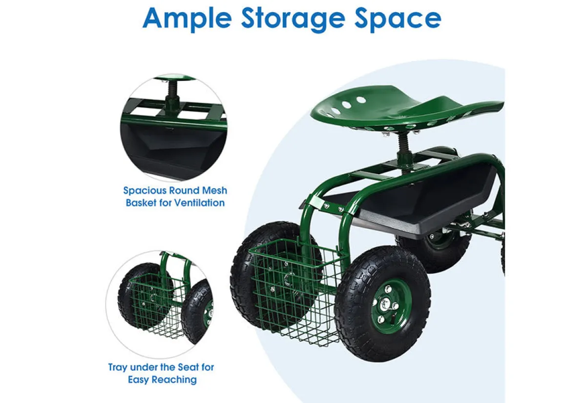 Golf Gifts and Gallery Heavy Duty Rolling Garden Seat