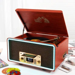 Sharper Image 8-in-1 Bluetooth Record Player Multimedia Center