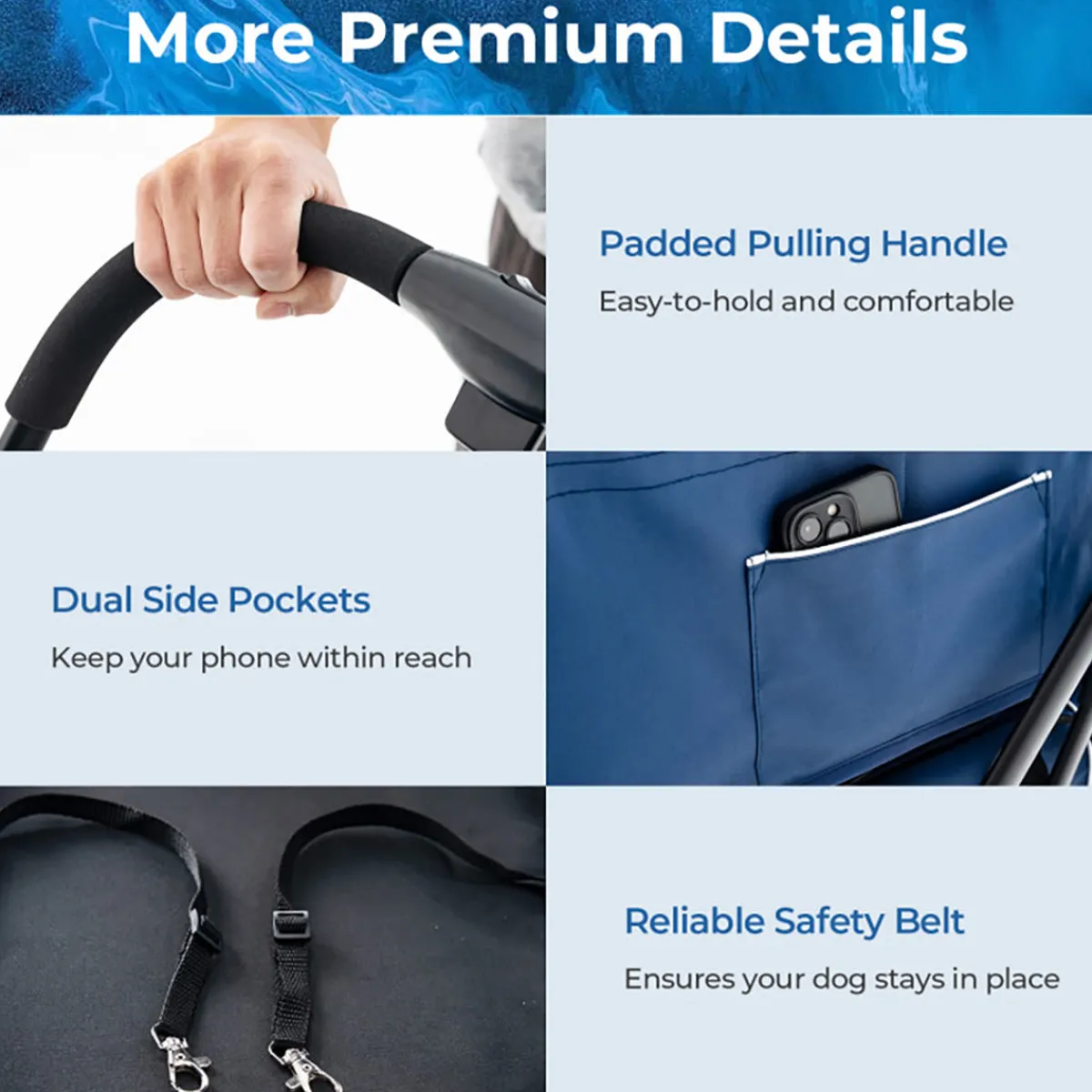 Malabi Design LTD 3-in-1 Foldable Double Pet Stroller with Detachable Carriers