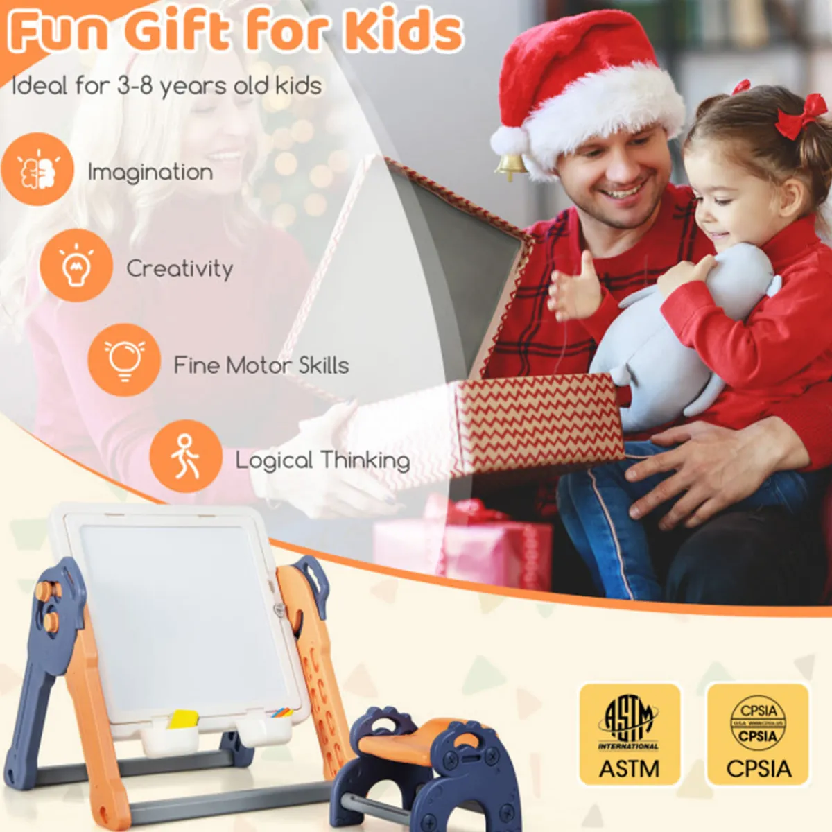 GoPlus (Costway) 6-in-1 Folding Kids Art Easel with Building Block Tabletop