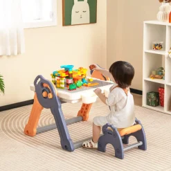 GoPlus (Costway) 6-in-1 Folding Kids Art Easel with Building Block Tabletop