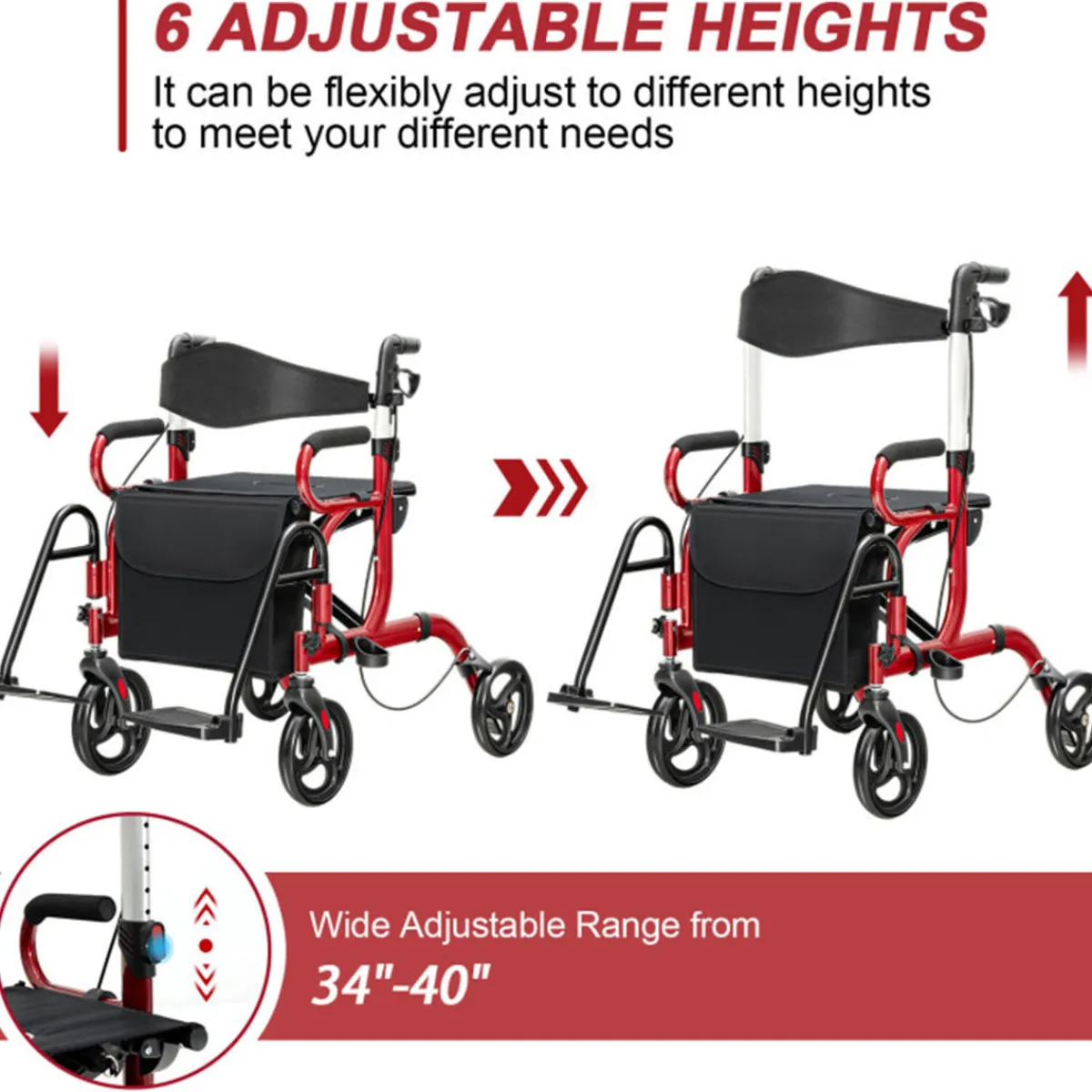 GoPlus (Costway) 2-in-1 Folding Rollator Walker Transport Wheelchair