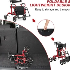 GoPlus (Costway) 2-in-1 Folding Rollator Walker Transport Wheelchair