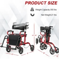 GoPlus (Costway) 2-in-1 Folding Rollator Walker Transport Wheelchair