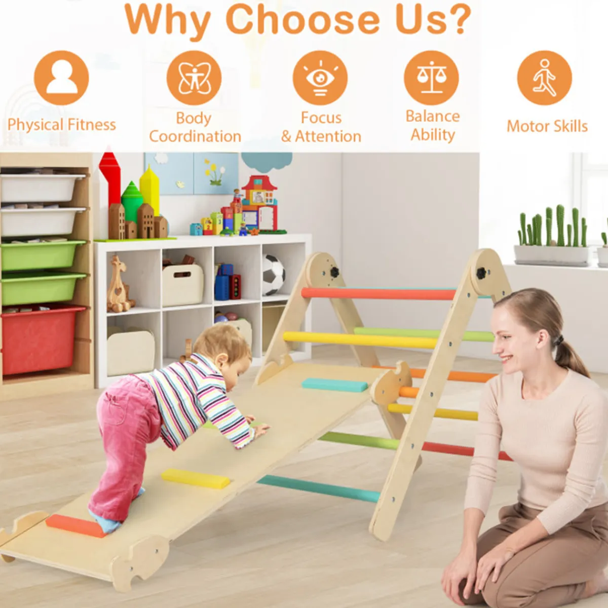 GoPlus (Costway) 7-in-1 Indoor Climbing Toys with Reversible Ramp
