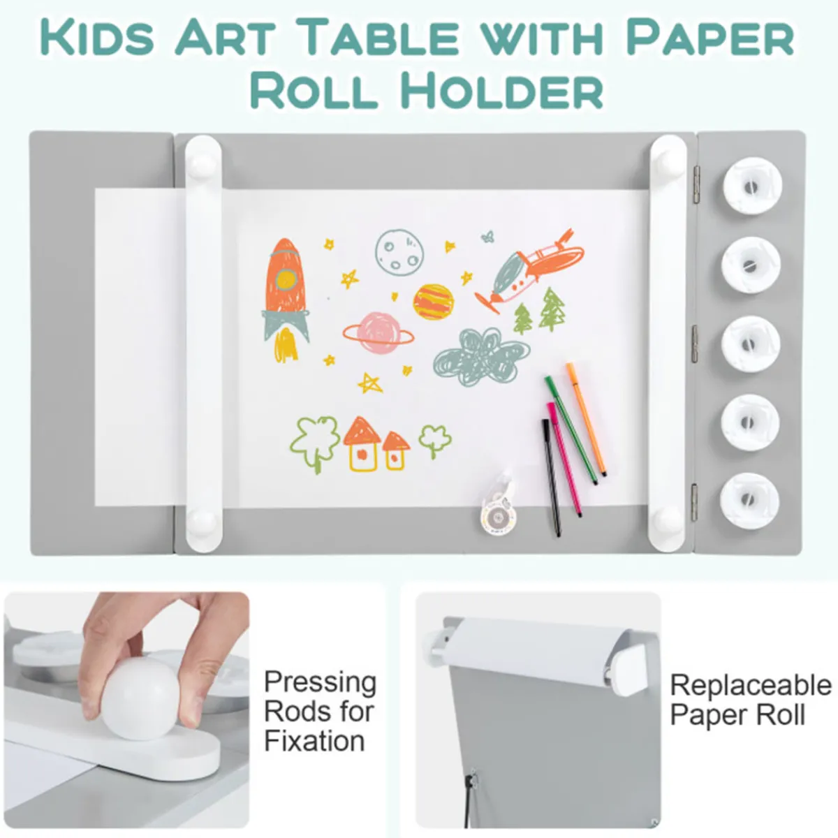 GoPlus (Costway) 2-in-1 Kids Art Table and Easel Set with Chairs