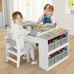 GoPlus (Costway) 2-in-1 Kids Art Table and Easel Set with Chairs