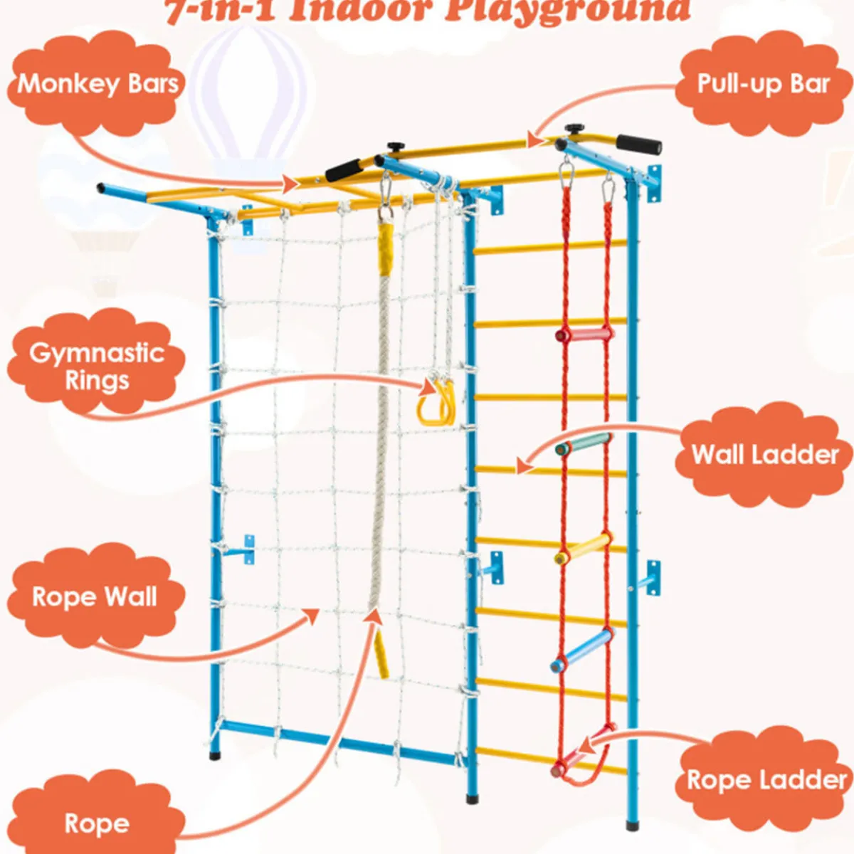 GoPlus (Costway) 7-in-1 Kids Indoor Swedish Wall Gym Set