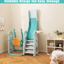GoPlus (Costway) 3-in-1 Toddler Slide and Swing Set with Basketball Hoop