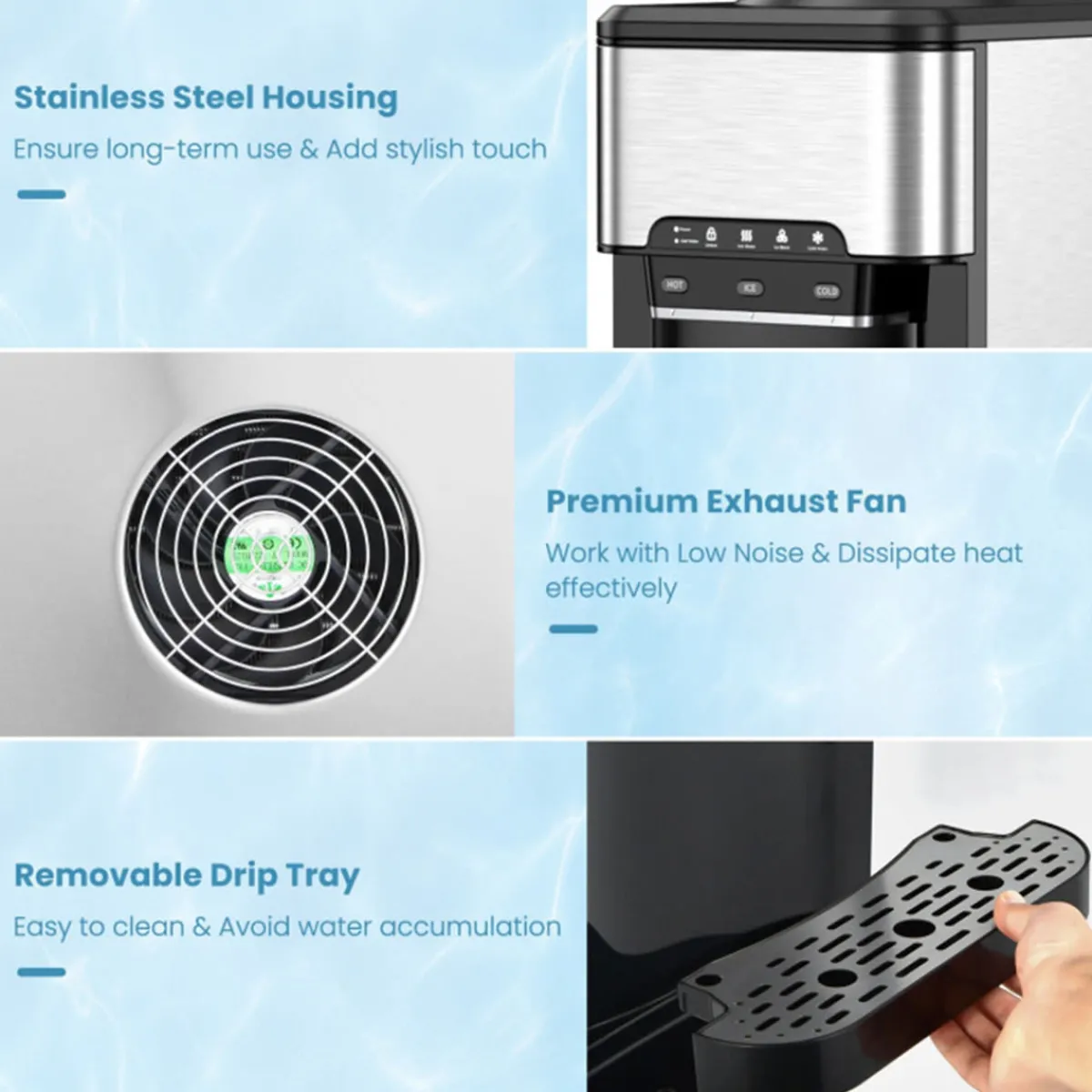 Sharper Image 3-in-1 Water Cooler with Built-In Ice Maker