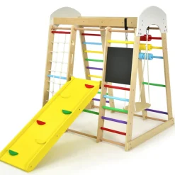 GoPlus (Costway) 8-in-1 Wooden Climber Play Set with Slide and Swing
