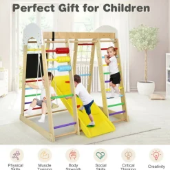 GoPlus (Costway) 8-in-1 Wooden Climber Play Set with Slide and Swing