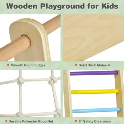 GoPlus (Costway) 8-in-1 Wooden Climber Play Set with Slide and Swing