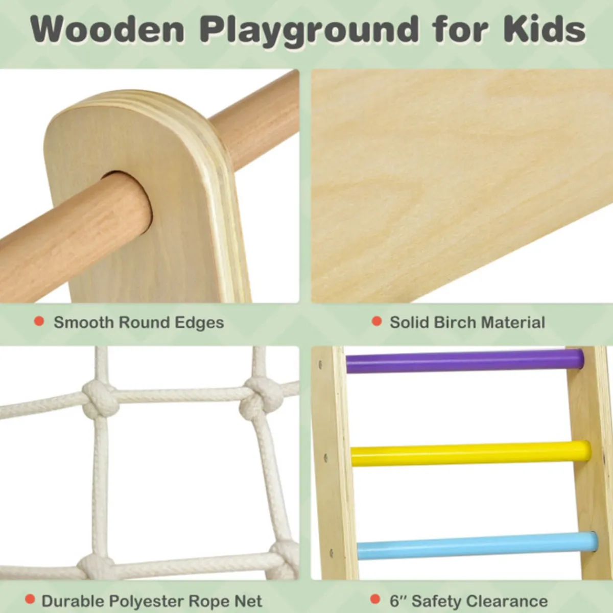 GoPlus (Costway) 8-in-1 Wooden Climber Play Set with Slide and Swing