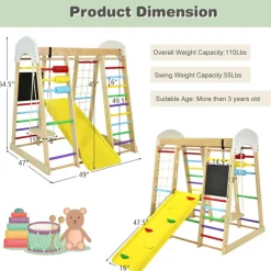 GoPlus (Costway) 8-in-1 Wooden Climber Play Set with Slide and Swing