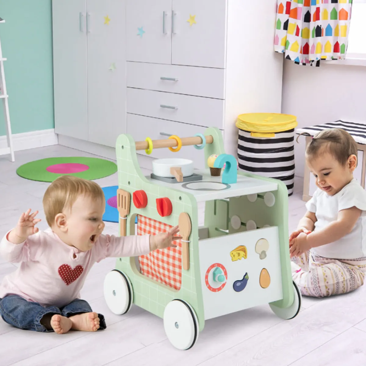 GoPlus (Costway) 6-in-1 Wooden Push Walker Play Kitchen