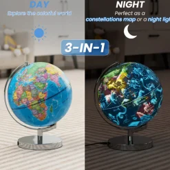 Fotorama USA, LLC 3-in-1 World Globe with Illuminated Constellation Maps