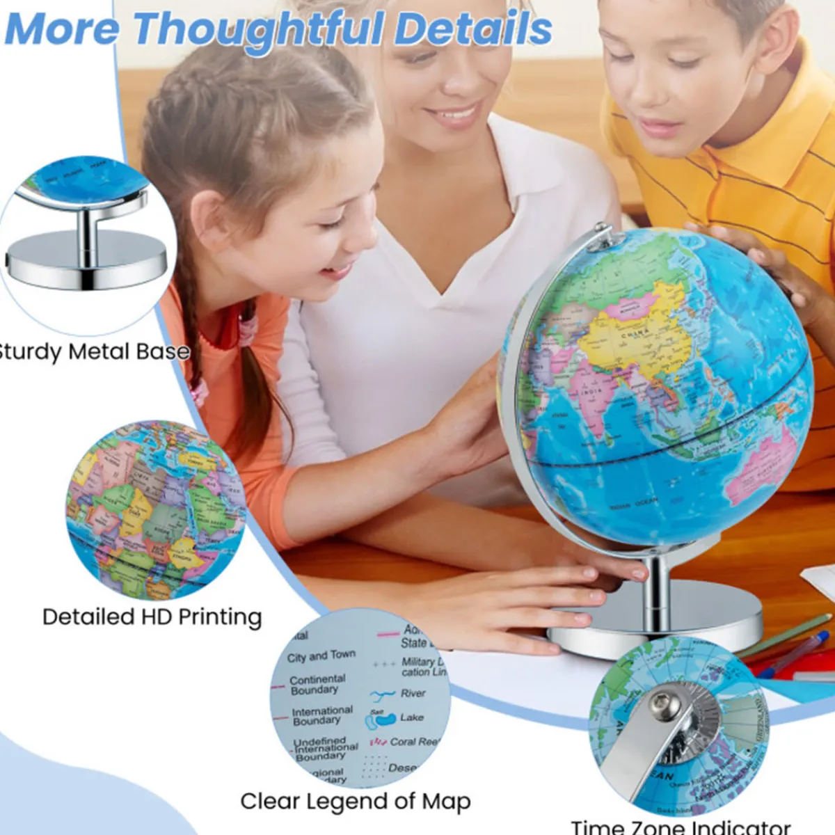 Fotorama USA, LLC 3-in-1 World Globe with Illuminated Constellation Maps