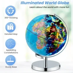 Fotorama USA, LLC 3-in-1 World Globe with Illuminated Constellation Maps